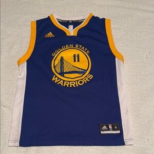 Adidas Blue and Yellow Klay Thompson Warriors Jersey